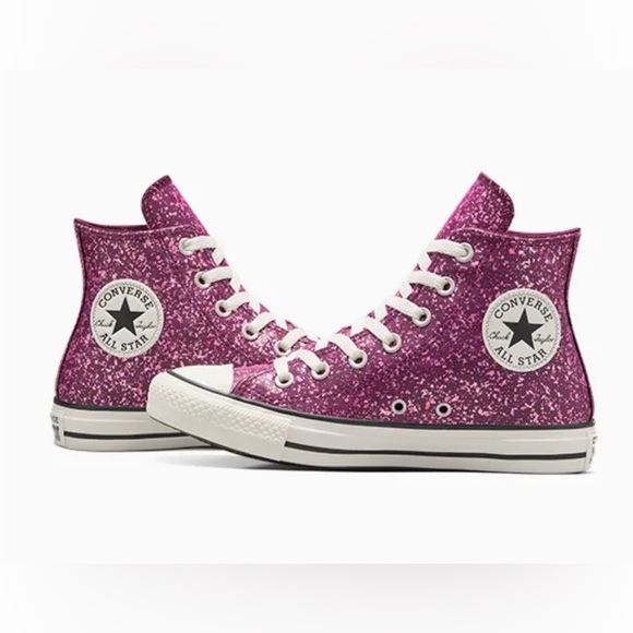 CONVERSE Orchid Abyss/Egret/Black Chuck Taylor All Star Glitter SZ 11 - Picture 6 of 16